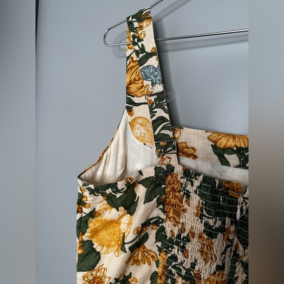 Orange Yellow with Blue Accent Linen Sundress - Picture 13 of 16